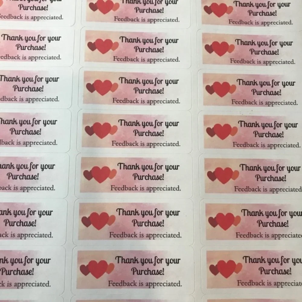 90ct valentines heart thank you stickers